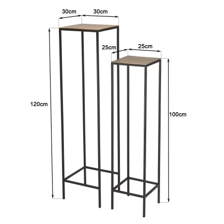 JOHAN Square Nesting Tables Set - Gold Aluminum & Black Metal Legs