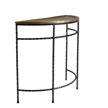 JOHAN Half-Moon Console Table - Gold Aluminium with Twisted Black Metal Legs
