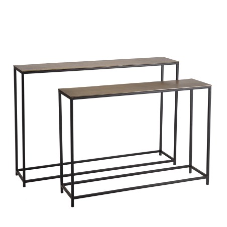 Set de 2 consoles gigognes JOHAN - Aluminium doré et noir