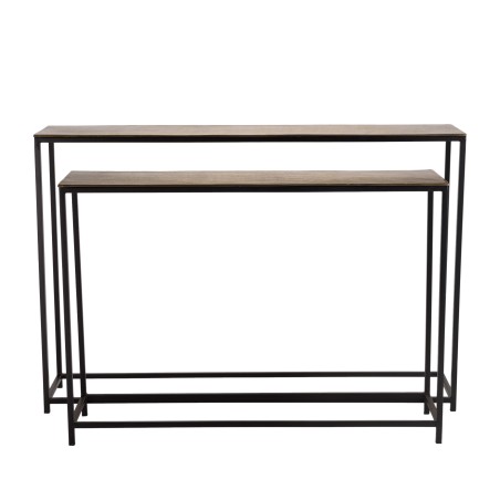 Set de 2 consoles gigognes JOHAN - Aluminium doré et noir