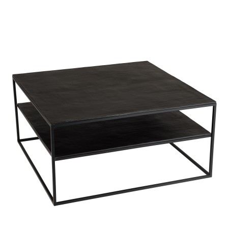 JOHAN Double-Top Coffee Table 80x80cm - Black Aluminum