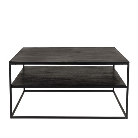 JOHAN Double-Top Coffee Table 80x80cm - Black Aluminum