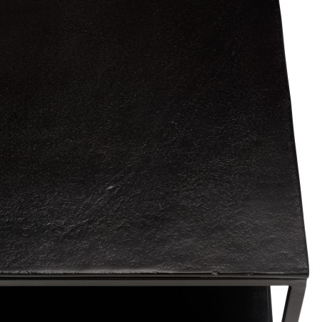 JOHAN Double-Top Coffee Table 80x80cm - Black Aluminum