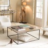 Table basse carrée JOHAN 90x90cm aluminium doré et noir
