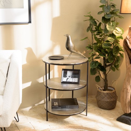 Table d'appoint ronde JOHAN - Aluminium argenté et noir