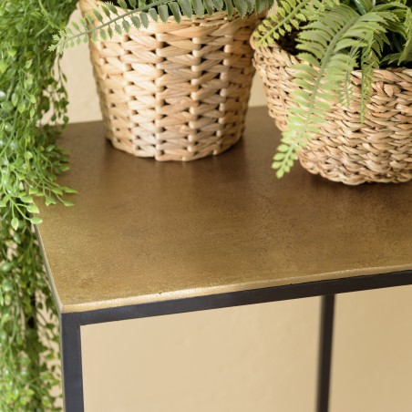 Set de 2 tables gigognes carrées JOHAN - Aluminium doré et noir