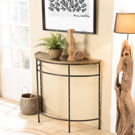 Console demi-lune JOHAN 90x36cm alu doré