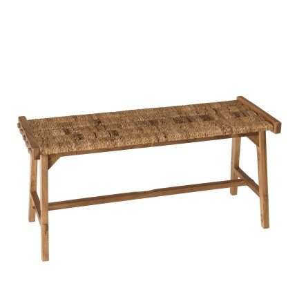 Banc naturel SIXTINE - Teck recyclé et abaca - 100x36cm