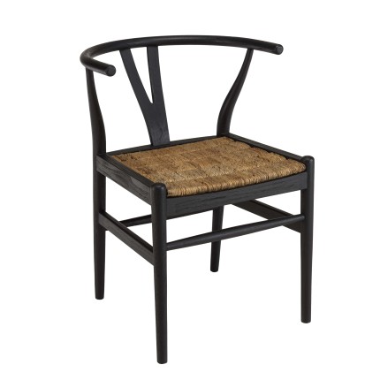 Chaise noire en bois de teck recyclé SIXTINE