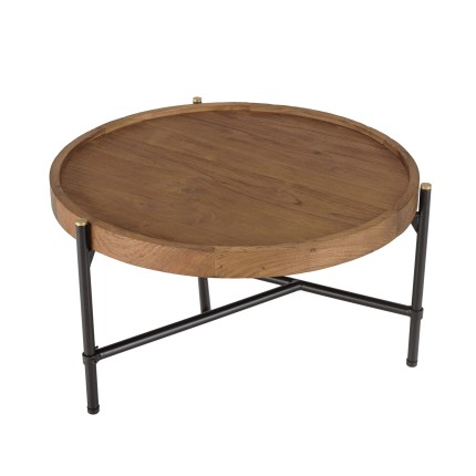 Table basse ronde SIXTINE en teck recyclé 58x58cm