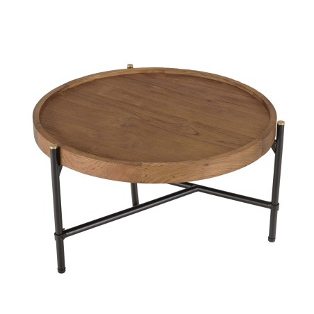 Table basse ronde SIXTINE en teck recyclé 58x58cm