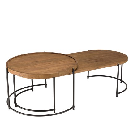 Set de 2 tables basses ovale et ronde SIXTINE