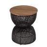 Table d'appoint SIXTINE en rotin noir et teck recyclé