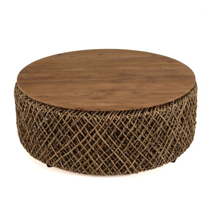 SIXTINE Round Coffee Table 100x100cm - Natural and Recycled Materials