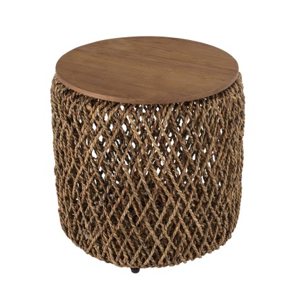 Table d'appoint ronde SIXTINE 50x50cm en fibre de cocotier