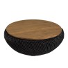 SIXTINE Round Coffee Table 80x80cm - Black Rattan with Removable Top