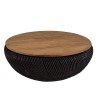 SIXTINE Round Coffee Table 100x100cm in Black Rattan with Removable Top