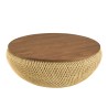 Table basse ronde SIXTINE en rotin beige - 100x100cm