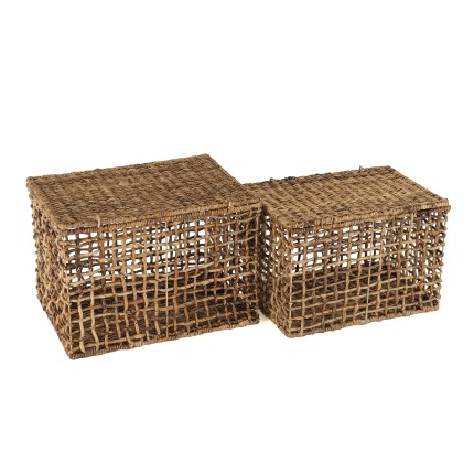 Set de 2 paniers de rangement SIXTINE en tissage naturel