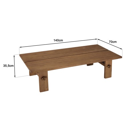 Table basse rectangulaire en bois de teck recyclé SIXTINE 140x70cm