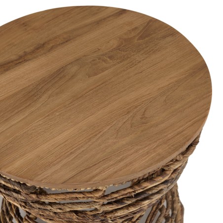 SIXTINE Openwork Stool with Recycled Teak Seat - Multifunctional and Stylish