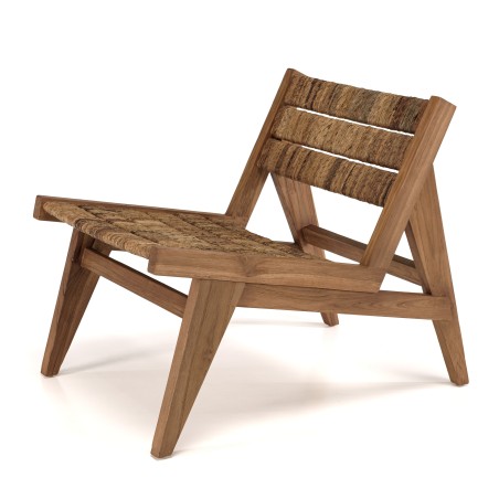 Fauteuil lounge SIXTINE en bois de teck recyclé