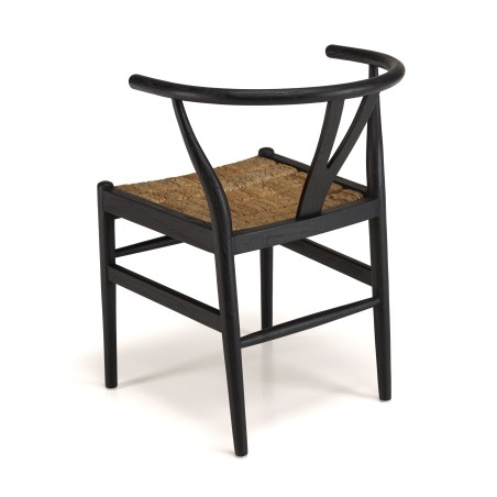 SIXTINE Black Recycled Teak Chair - Trendy Rounded Backrest