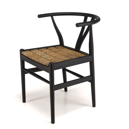 Chaise noire en bois de teck recyclé SIXTINE