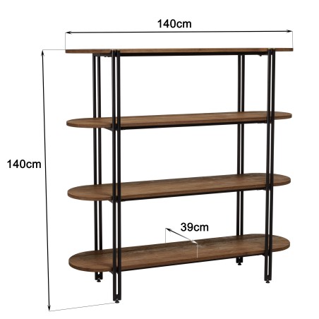 SIXTINE 4-Shelf Open Space Shelf Unit in Recycled Teak