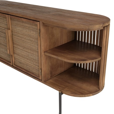SIXTINE Rounded Sideboard in Recycled Teak Wood - 2 Doors