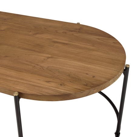 SIXTINE Oval Coffee Table 163x63cm - Recycled Teak Wood Top