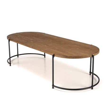 Table basse ovale SIXTINE en bois de teck recyclé