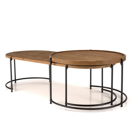 Set de 2 tables basses ovale et ronde SIXTINE