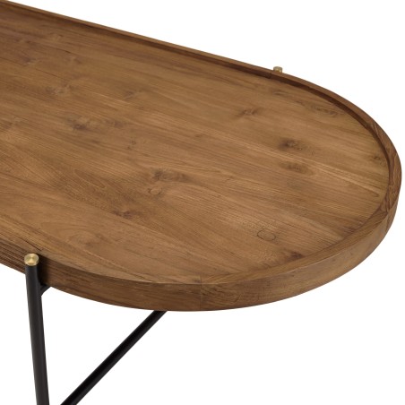 SIXTINE Oval Coffee Table 140x63cm - Recycled Teak Wood Top