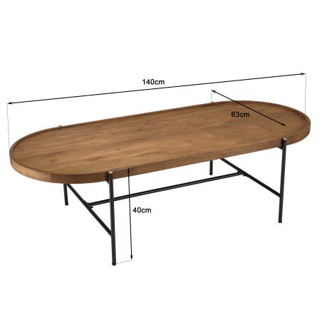 Table basse ovale SIXTINE en bois de teck recyclé