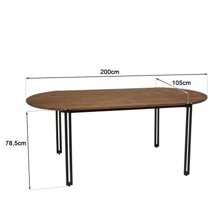 Table à manger ovale SIXTINE 200x105cm en bois de teck recyclé