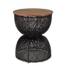 Table d'appoint SIXTINE en rotin noir et teck recyclé