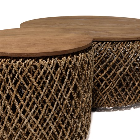 SIXTINE - Set of 3 Round Coffee Tables | Coconut Fibre Weave