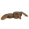 Set de 3 tables basses rondes en tissage de cocotier