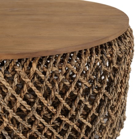 Table basse ronde SIXTINE 70x70cm en fibre de cocotier