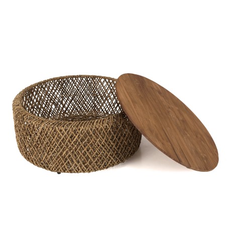 Table basse ronde SIXTINE en coco 85x85cm