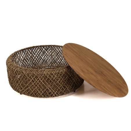 SIXTINE Round Coffee Table 100x100cm - Natural and Recycled Materials