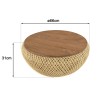 Table basse ronde SIXTINE en rotin beige 65x65cm