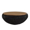 Table basse ronde SIXTINE en rotin noir 80x80cm