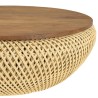 Table basse ronde SIXTINE en rotin beige 80x80cm