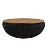 Table basse ronde SIXTINE en rotin noir 100x100cm