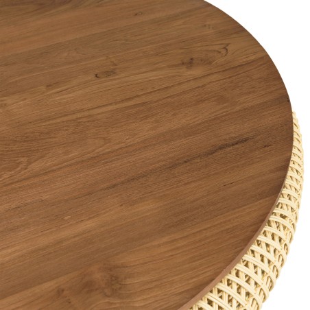 Table basse ronde SIXTINE en rotin beige - 100x100cm