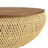 SIXTINE Round Coffee Table 100x100cm in Beige Rattan | Natural and Functional