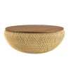 Table basse ronde SIXTINE en rotin beige - 100x100cm