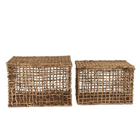 Set de 2 paniers de rangement SIXTINE en tissage naturel